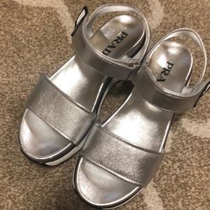 Prada metallic silver sandals...AUTHENTIC!!!